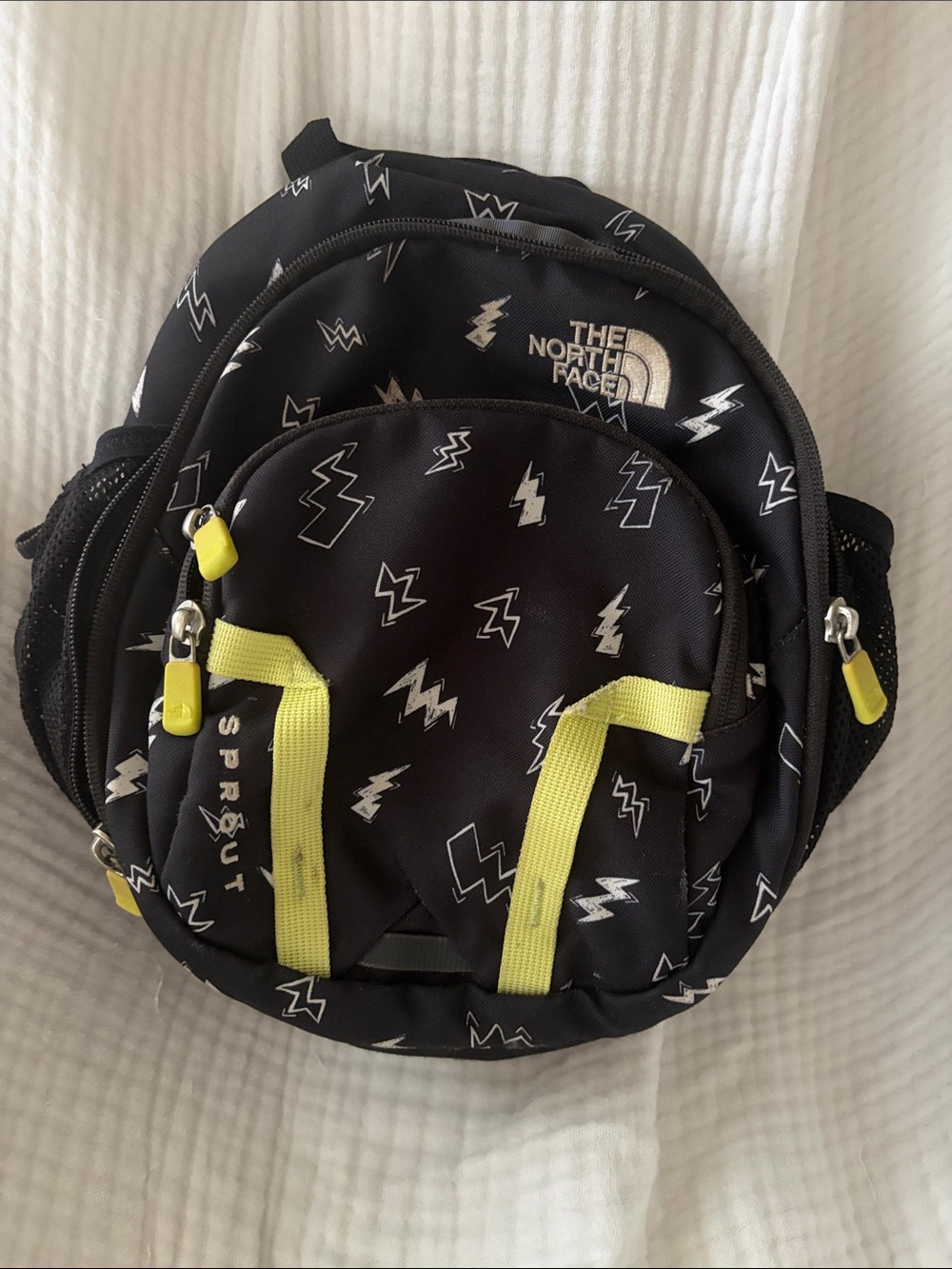 The North Face Sprout Black Kids Backpack with Lightning Print